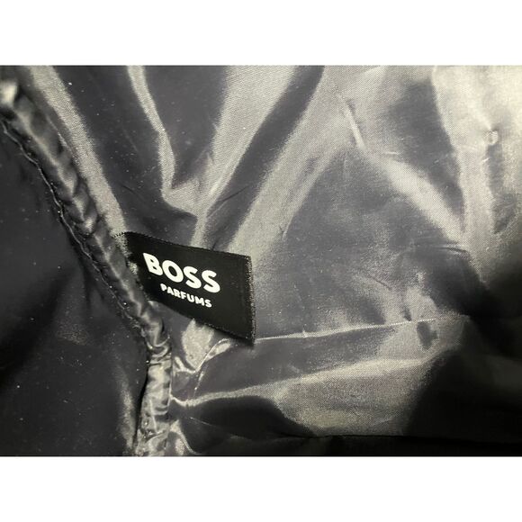 BOSS Parfums Gray Felt Duffel Bag with Striped Handles Travel Gym Bag - Picture 6 of 7